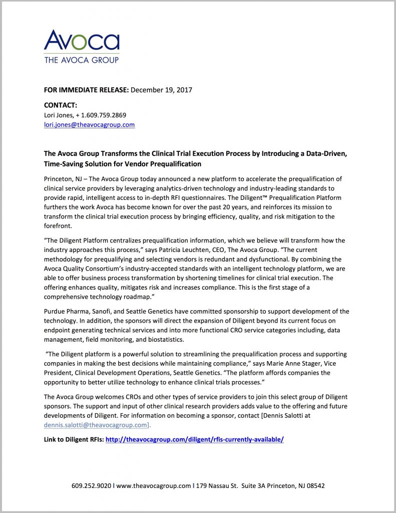 The Avoca Group Transforms the Clinical Trial Execution Process by Introducing a DataDriven